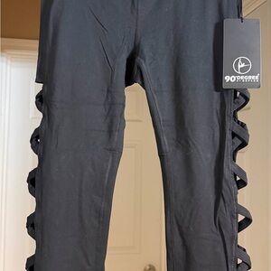 90 Degree By Reflex Black Leggings with Side Cutouts